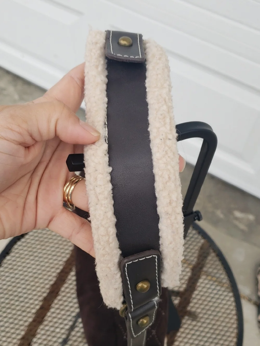 Old Navy Faux Leather Suede Sherpa Quilted Toggle Hobo Bag Y2K Brown Coquette